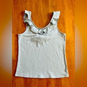 Women’s small tank top with ruffles, pre-owned, good quality.